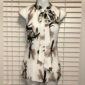 DKNY Women's Sleeveless Pleated Tie-Neck Top - PS